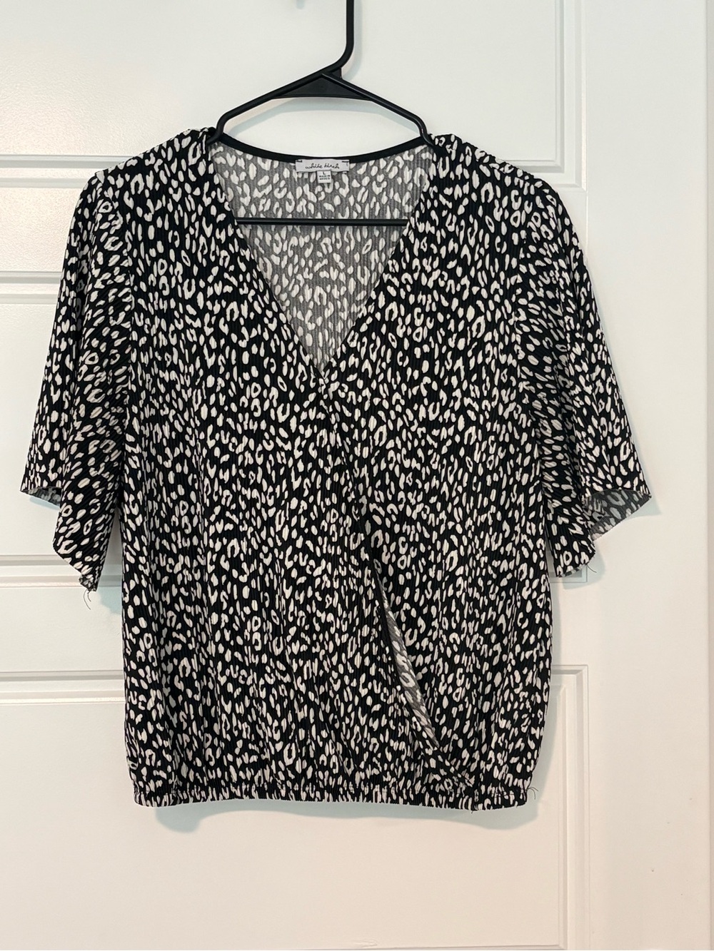 white birch Black & White Animal Print V-Neck Blouse